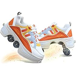 Patines Mustang 2 En 1 Botas De De 4 Ruedas con Ruedas Ajustables Automática Calzado De Skateboarding Deportes De Exterior Patines En Línea Zapatillas De Gimnasia