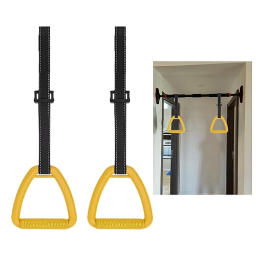 rockible 2 Pieces Gymnastics Rings Gym Rings for Kids Nonslip Handle Professional with Adjustable Straps for Indoor Full Body Workout