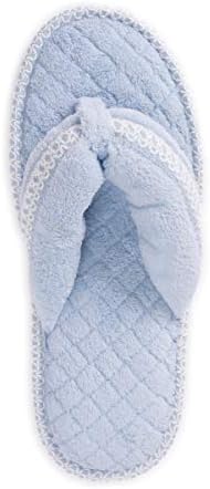 MUK LUKS womens Women's Darlene Micro Chenille Thong Slipper, Freesia Blue, Large US | Image 4