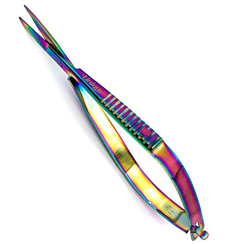 Mini Embroidery Sewing Scissor - Titanium Spring Action Scissor 4.0" - German Stainless Steel, Straight Tip, Snips, Thread Scissor - By The Unique Edge