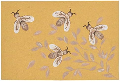 Liora Manne Illusions Indoor/Outdoor Rug – Floral Garden Designs, Versatile Area Rugs, Comfortable & Durable, Easy Care & Maintenance, UV Stabilized, Bees Honey, 1'11" x 2'11"