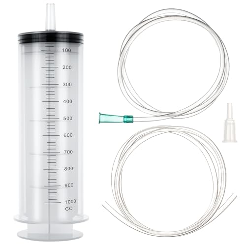 Image of 1000ml /cc Syringes with Tube 40 Inch Handy Plastic Tubing and Adapter Tip