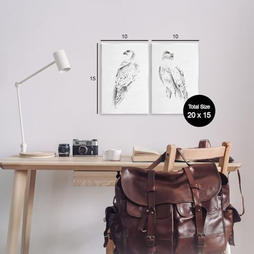 Image of White Hawk Winter Birds, 10 x 15 Inch Mounted Print on Wall Plaque Set