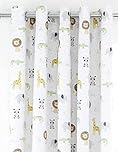 Catherine Lansfield Kids Roarsome Animals Blackout Eyelet Curtains 66X72 Inch Natural