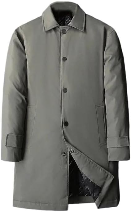 Men's Down Length Style Jackets Autumn Winter Solid Color Single Breasted Male Coats Man Overcoats