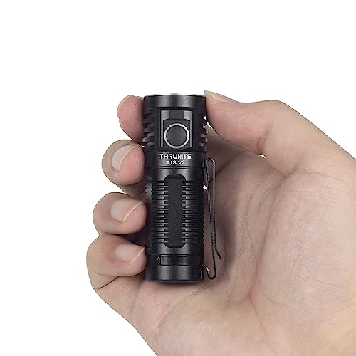 ThruNite T1S V2 Magnetic Tailcap Mini Flashlights, USB C Rechargeable Flashlight with SST40 LED, 1212 Lumen, 184 Meters Throw EDC Flashlight - Black Neutral White