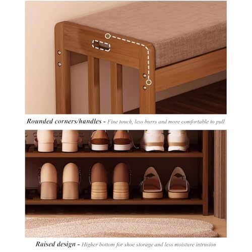 Banc porte-chaussures avec coussin confortable pour rangement entrée et salon - 8