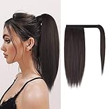 FESHFEN Extension Queue de Cheval Cheveux Naturel, 30 cm Longue Ponytail Cheveux Postiche Synthétique Rajout Cheveux Queue de Cheval Long Wrap Around Ponytail Extension