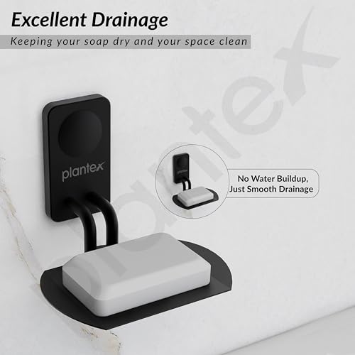 Image of Plantex Metro Platinum Stainless Steel Bathroom Soap Holder /Wall Mounted Soap Holder /Soap Dish Stand /Bathroom Accessories - (Black)