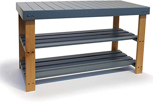 Preisvergleich Produktbild osoltus Bambus Schuhablage Schuhbank Regal Sideboard 70cm grau