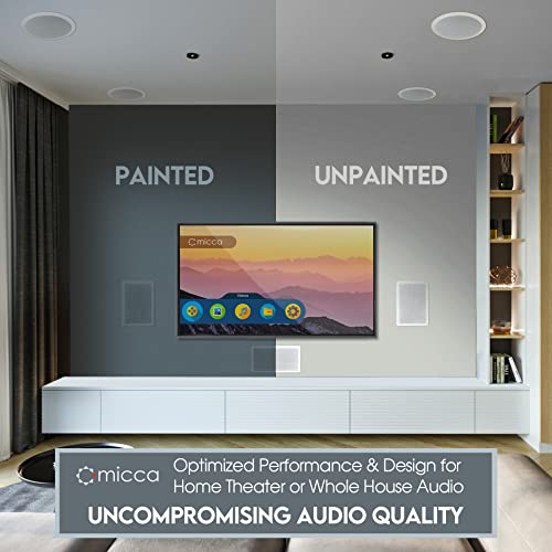 micca M-8S 8 Inch 2-Way in-Wall Speakers with Pivoting 1 Silk Dome Tweeter (Each White)