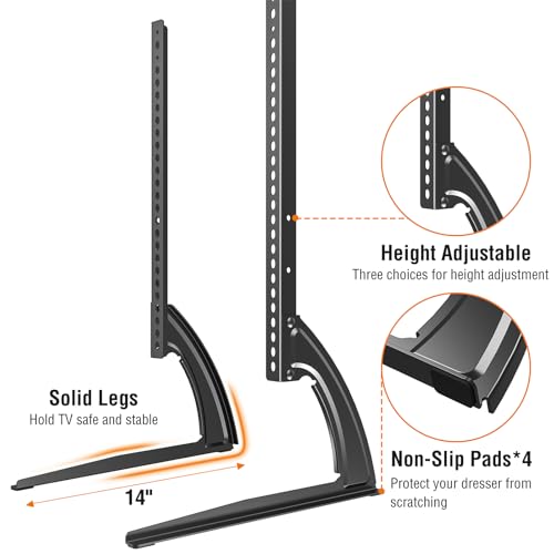 Image of ELIVED Universal Table Top TV Stand for Most 27 to 55 inch LCD LED Plasma Flat /Curved Screen TVs, TV Base Height Adjustable Leg Stand, Replacement TV Feet Holds up to 88lbs, Max VESA 800x400mm