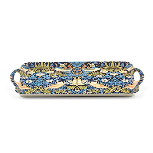Pimpernel Morris & Co Strawberry Thief Blue Large Handled Tray | Serving Tray For Lunch, Coffee, Or Breakfast | Made Of Melamine | Measures 18.9" X 11.6" | Dishwasher Safe #TOP1
