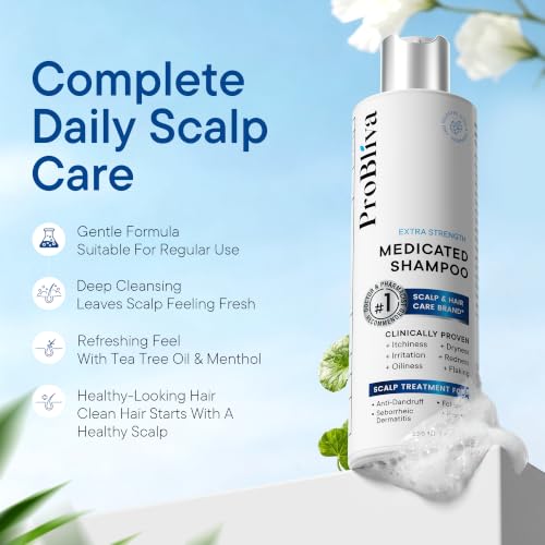 Image of ProBliva Anti Dandruff Shampoo & Spray Set for Scalp Care: Antifungal Shampoo & Scalp Treatment for Psoriasis, Folliculitis, Dandruff & Seborrheic Dermatitis - Relieves Itch, Dryness, Flaking