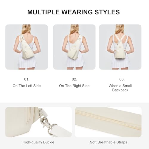 Telena Sling Bag Crossbody Backpack for Women Men 2 in 1 Lightweight Chest Bag Casual Daypack Backpacks for Travel Hiking Beige4