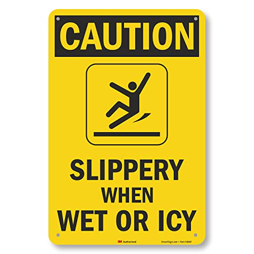 SmartSign Caution Slippery When Wet Or Icy Sign