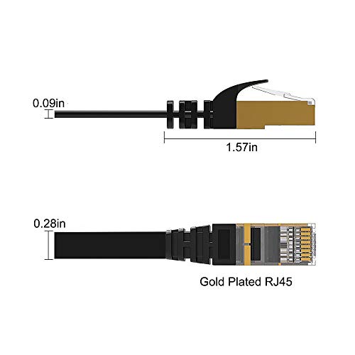 Vultic Flat Cat 7 Ethernet Cable, [16ft / 5M] Internet Network LAN High Speed [10Gbps / 600Mhz] RJ45 Computer Cord (Black 16ft)