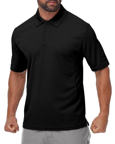 Men’s Polo Shirts Tactical Short Sleeve Quick Dry Performance Shirt Golf Casual Hiking Work Utility