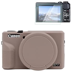 Rieibi Silikon-Schutzhülle für Canon G7X Mark III, G7X Mark III, Zubehör mit 2 Displayschutzfolien, abnehmbarer Objektivdeckel für Canon G7X Mark III