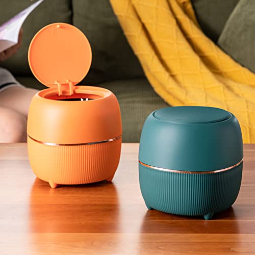 Mini caneca de basura rectangular con tapa naranja miniatura 3