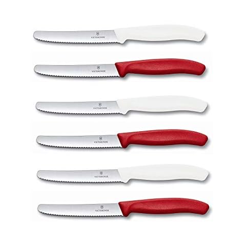 Juego de 6 cuchillos de mesa Victorinox con mango de color rojo Cover