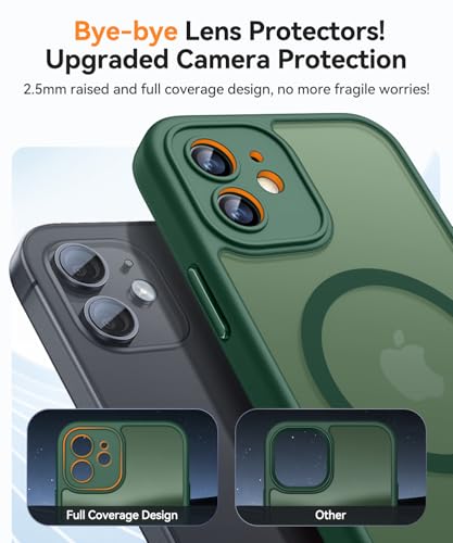 Image of CANSHN Magnetic for iPhone 12 Mini Case, Upgraded [Full Camera Protection] [Compatible with Magsafe] [Translucent Matte] Shockproof Protective Phone Case for iPhone 12 Mini 5.4 inch - Deep Green