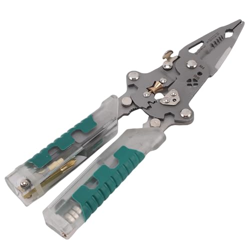 【Utensile multiuso tutto in uno】 Questa pinza aggiornata vanta 20 funzioni di base, tra cui spellatura, taglio, crimpatura, taglio di bulloni, verifica della tensione, cacciavite, creazione di anelli e sbavatura, tutte integrate in un unico strumento compatto. È una scelta pratica per installazioni domestiche, cablaggi automobilistici, lavori di manutenzione, configurazione di quadri elettrici e applicazioni manuali, adatta sia per l'uso sul campo che a casa.