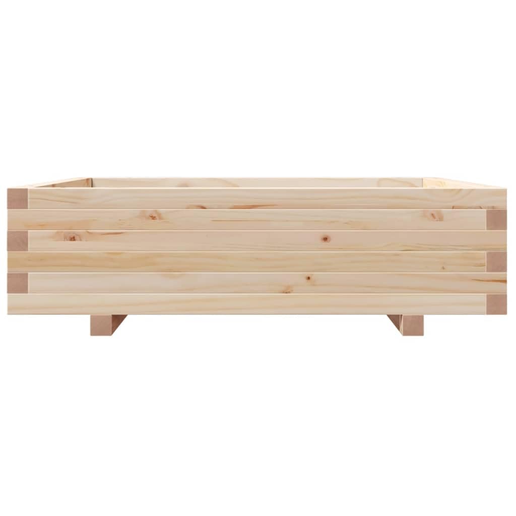 Jardinera de jardín de madera maciza de pino, 90 x 90 x 26,5 cm, para plantas y flores, amplio contenedor rústico con marco robusto para hierbas aromáticas y decoración exterior