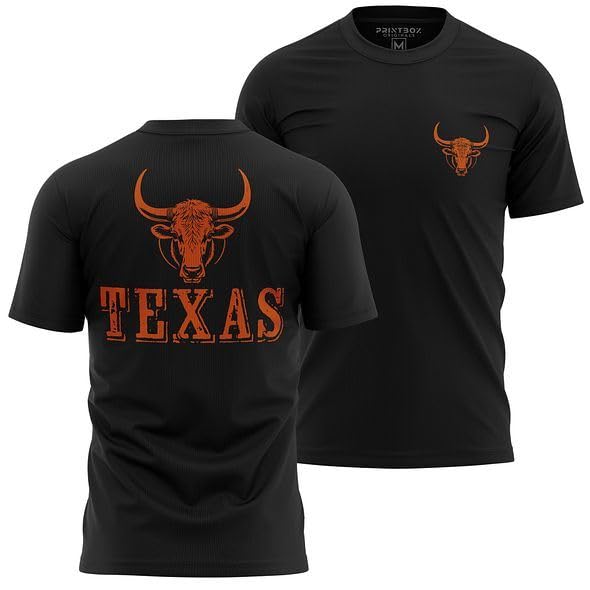 Texas Longhorn Shirts, Texas Shirt for Men, Front & Back, Austin Lonestar State Cowboy and Rodeo Fan T-Shirt
