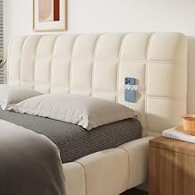 CAMZ Flannel Headboard Cover Full Queen King Size, Quilted Bed Headboard Slipcover Thicken Dustproof Protector Cover for Headbaord Rice,160cm/63in