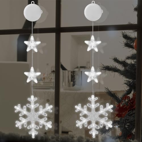 Jsdoin 2 Stück LED Schneeflocke Weihnachtsbeleuchtung, Weihnachtsdeko...