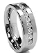 Metal Masters Co. 8 MM Men's Titanium Ring Wedding Band with 9 Large Channel Set Cubic Zirconia CZ Sizes 6 to 15