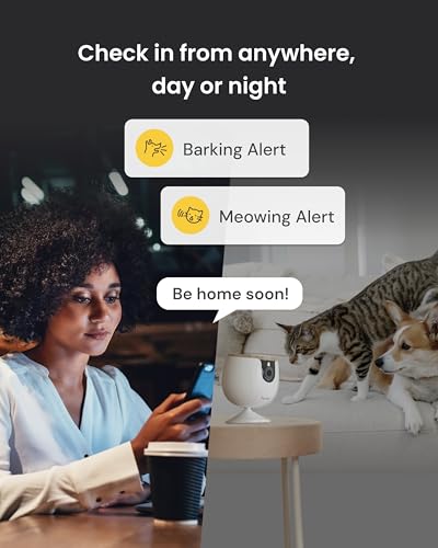 Furbo Mini Haustierkamera [Basic]: Kleine Kamera, große Sicherheit & Seelenfrieden | Kompakte intelligente Kamera, Farbnachtsicht, 2-Wege-Audio, Bell- oder Miauen-Alarm, mit Handy-App, Innenkamera