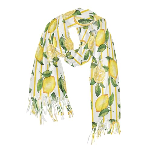 ALAZA Lemon Stripes Women’s Scarf Soft Warm Long Scarves Shawl Wrap for Winter Autumn Home Office Travel