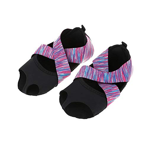 Zapatos antideslizantes de yoga, zapatos de entrenamiento de baile de envoltura suave antideslizante para mujer Yoga Pilates Barre púrpura(L（39-40）)