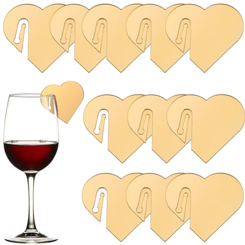 Detalles decorativos SUNNYCLUE de corazón para copas de vino, ideal para bodas y aniversarios