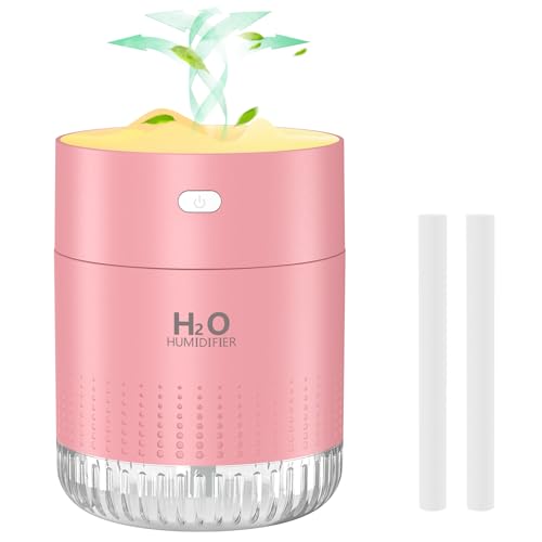 Mini Humidificador con Función de luz Nocturna y Apagado Automático, Humidificador de Dormitorio con dos Modos de Nebulización Adecuado para Dormitorios, Habitaciones Infantiles y Plantas (Rosa) Mini Humidificador con Función de luz Nocturna y Apagado Automático, Humidificador de Dormitorio con dos Modos de Nebulización Adecuado para Dormitorios, Habitaciones Infantiles y Plantas (Rosa)