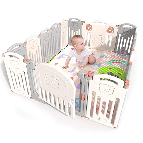 Kidsclub Baby 16 Panel Playpen Activity Centre Safety Play Yard Foldable Portable HDPE