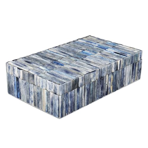 Image of Handicrafts Home Decorative Box - Handmade Jewelry Organizer Box with Lid - Keepsake Box for Home Decor, Jewelry, Accessories, Collectibles - Modern Wooden Storage Box - Ocean, 10X6X2.5 inch