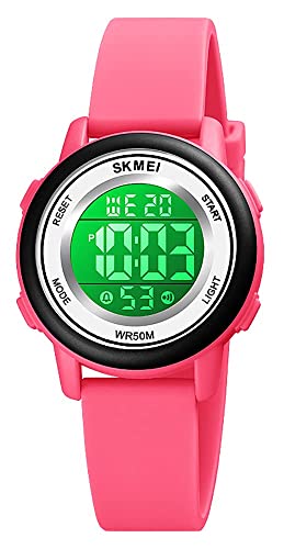 Montre numérique sport rose vif avec chronomètre pour vos séances de running