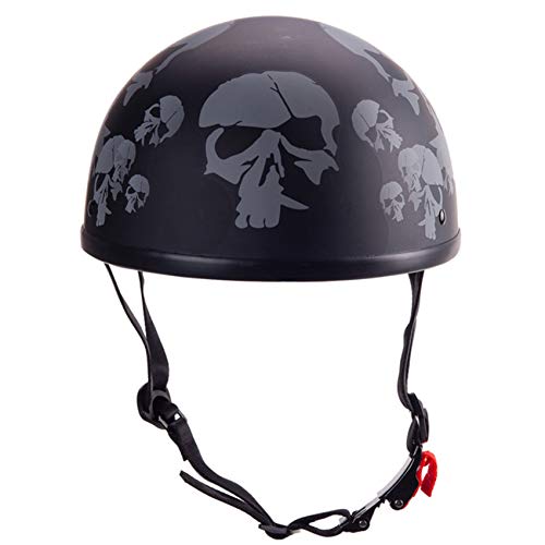 STARMOON Skull Motorcycle Half Helmets for Men, Moped Helmets, Half Helmets are All Neutral Classic Styles with DOT Certification, Various Sizes,A,L