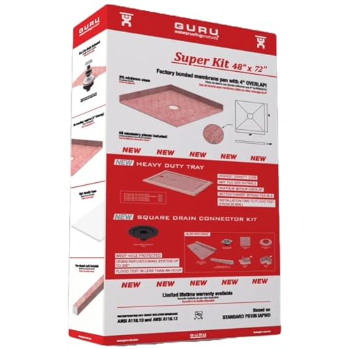 Water-Stop 48" x 72" Square Center ABS - No Drain Super Kit