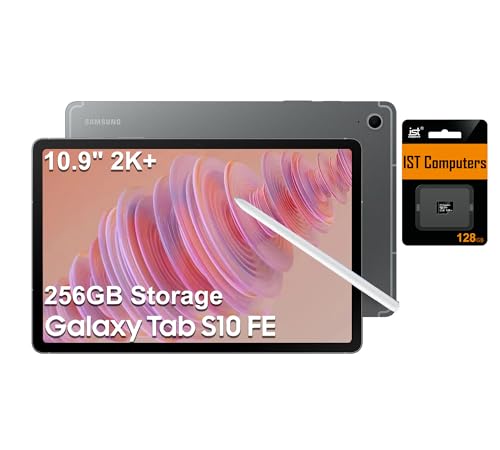 Image of Samsung Galaxy Tab S10 FE Android Tablet (10.9 inch 2K+ Touchscreen, 8-Core, 8GB RAM, 128GB Storage + 128GB SD Card), S Pen, 20-Hr Long Battery Life, Dual Cameras, Lightweight, Gray, NA Version, SM-X520