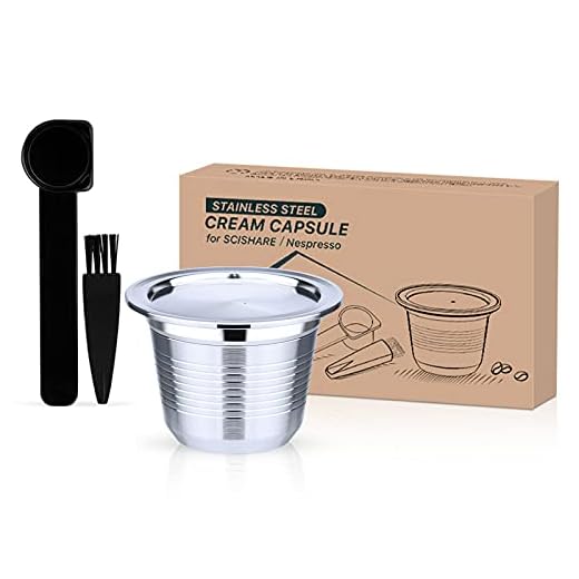 Cápsulas reutilizables de Nespresso, cápsulas de café reutilizables de acero inoxidable con cuchara y cepillo compatibles con Nespresso Original Line Machine (uno)