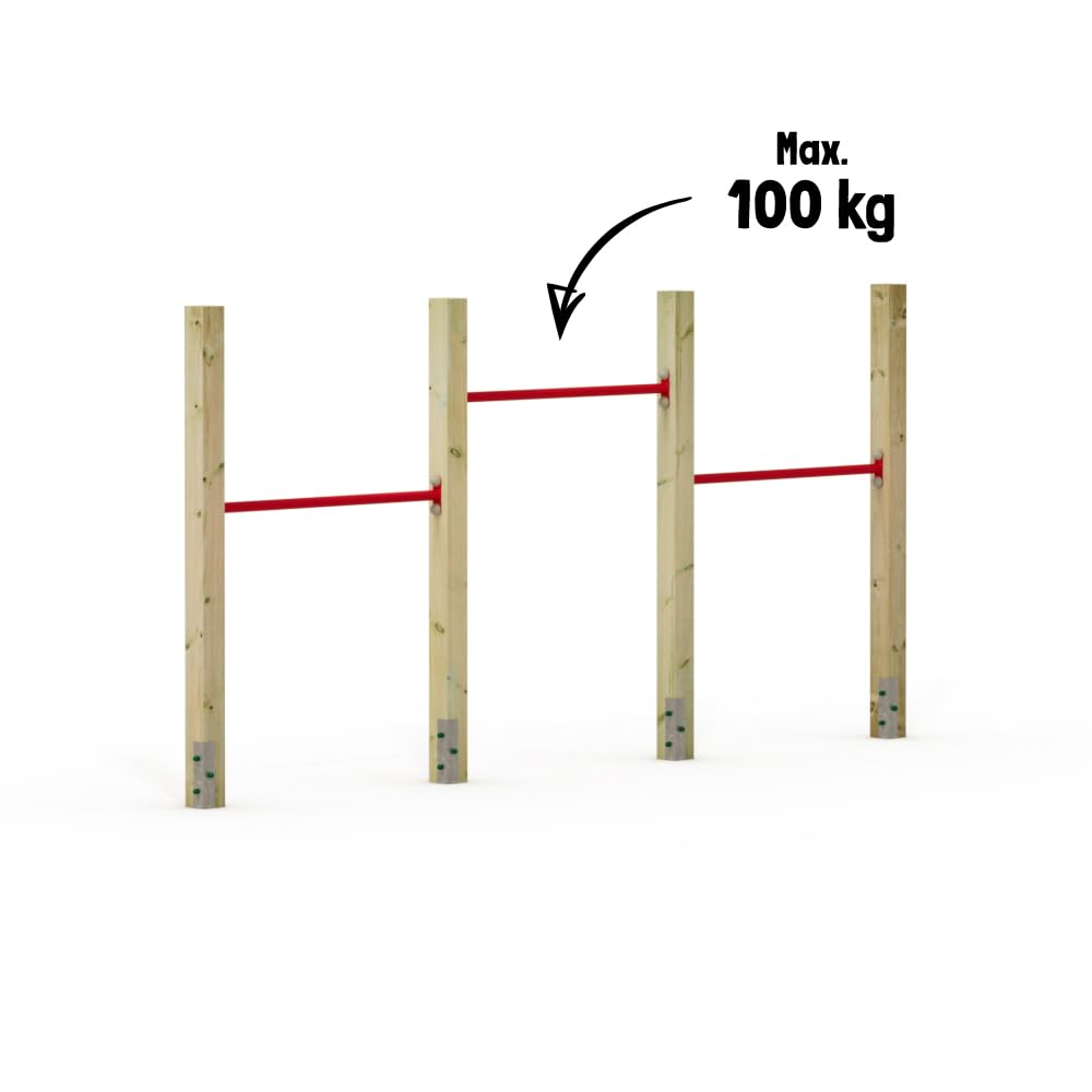 Wickey Dreier-Reck FIT Tumble 403 - Spielplatz Turngerät - Kinder Reckstangen-Set - Spielgerät aus Holz - 305x9x151 cm