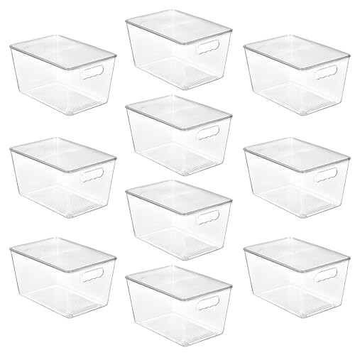 Image of Vtopmart 10 Pack Clear Stackable Storage Bins with Lids, Large Plastic Containers with Handle for Pantry Organizer and Storage,Perfect for Kitchen,Fridge,Cabinet, Closet,Bathroom Organization