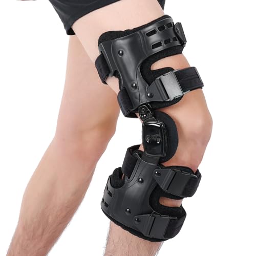Mathgetin OA Unloader Knee Brace Osteoarthritis Support Brace Knee Joint Pain and Bone Degeneration Support Black (Right)