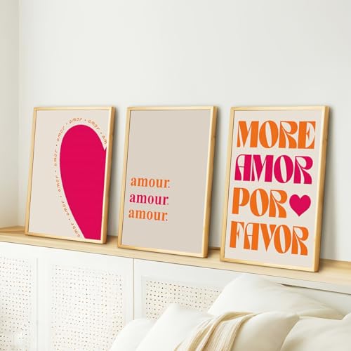 Peinture sur toile Love Art 40x50 cm lot de 3 affiches romantiques sans cadre