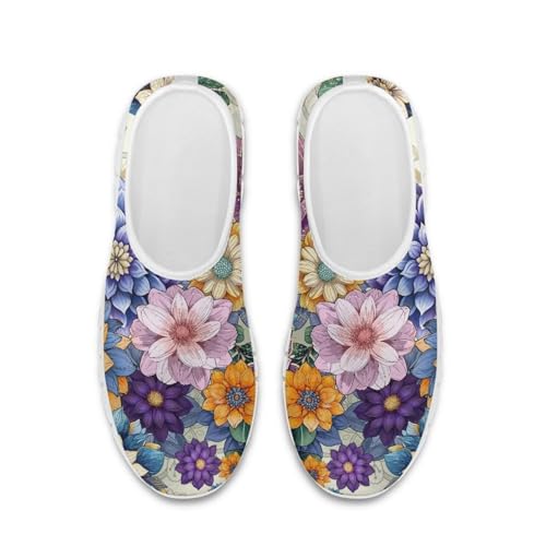 Image of Floral Sneakers for Women Colorful Art Shoes for Women Slip On Casual Work Shoes