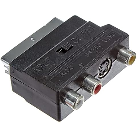Goobay 50123 Scart to Composite Audio/Video and S-Video Adapter, Nickel Plated, In/Out, Black Cover